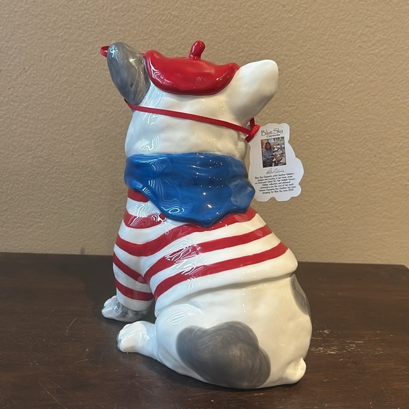 BLUE SKY CLAYWORKS Red Blue White FRENCHIE IN FRENCH SAILORS OUTFIT New - Picture 4 of 5